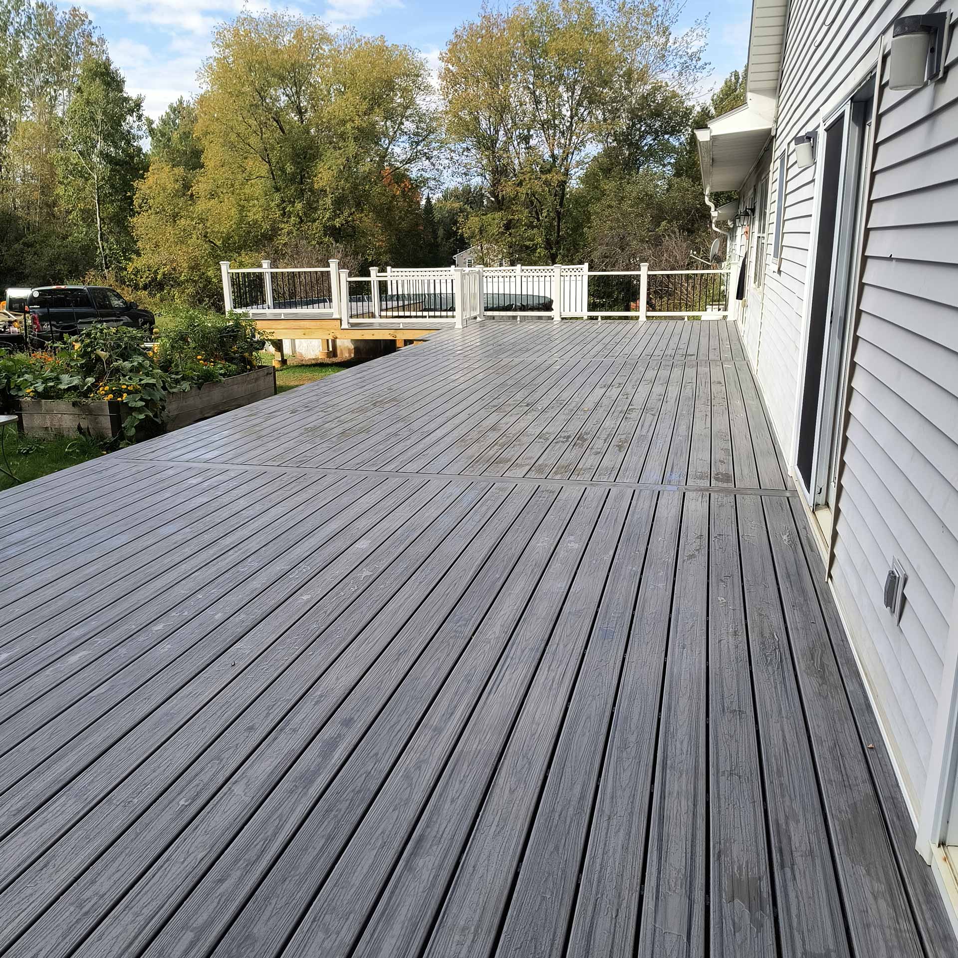 Large newly installed pool deck