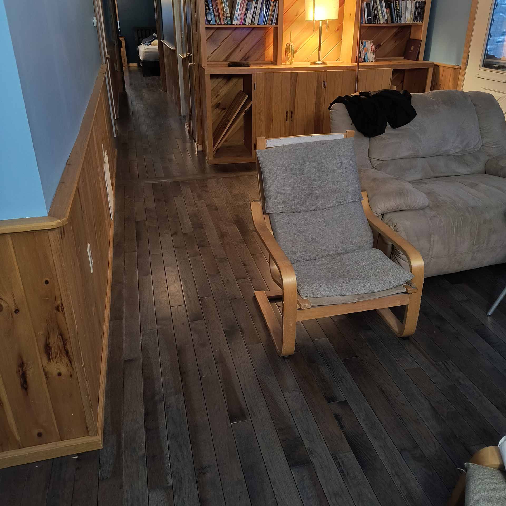 Newly installed wooden flooring in house